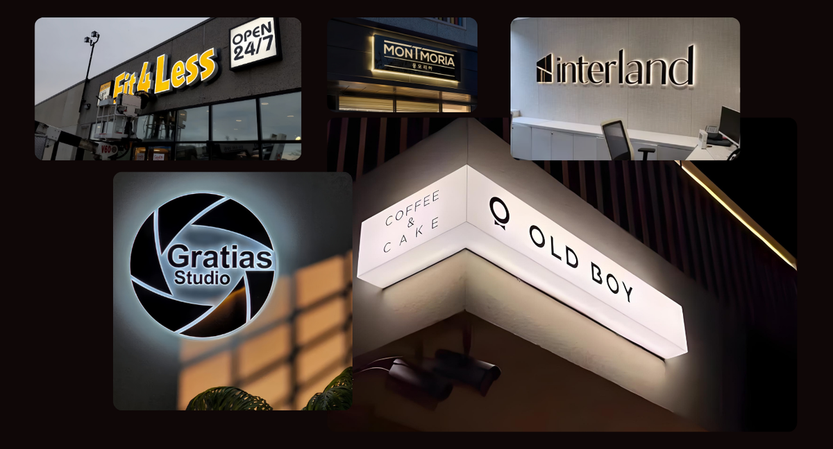 Commercial storefront sign installation