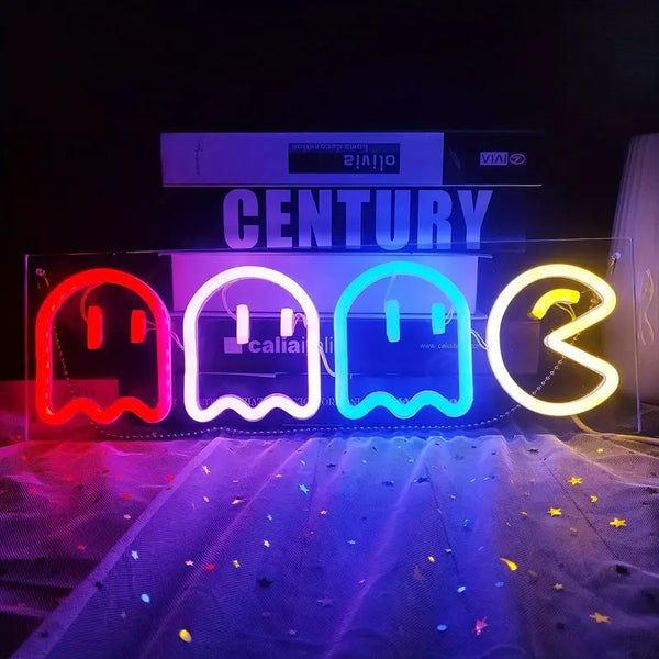 Pac-Man Neon Sign for Game Room Decor