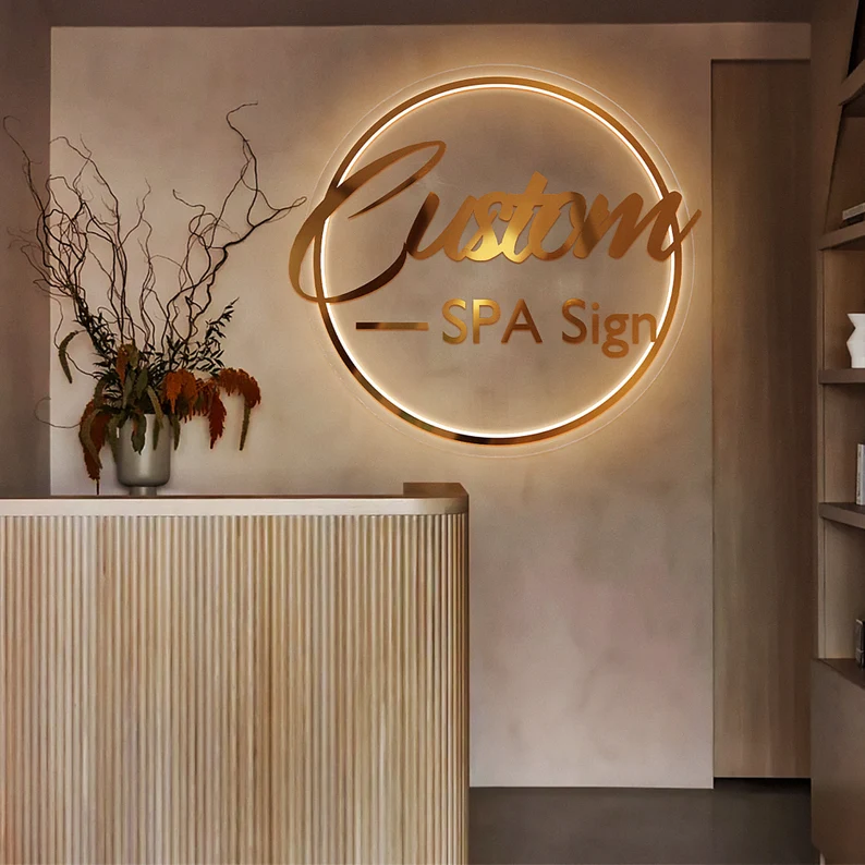 Custom Backlit Sign, Custom Acrylic Sign, Illuminated Logo Sign, Backlit Sign, Round Acrylic Sign, Reception Sign, Studio Sign