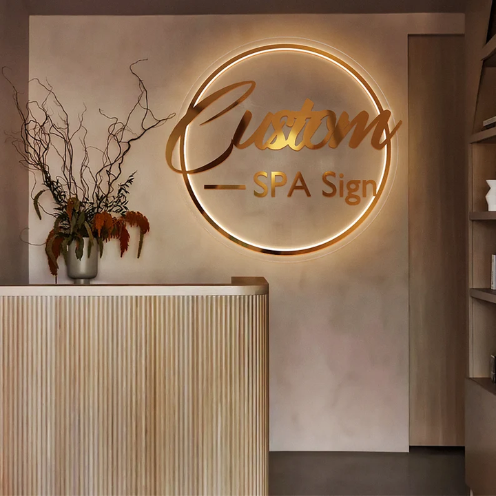Custom Backlit Sign, Custom Acrylic Sign, Illuminated Logo Sign, Backlit Sign, Round Acrylic Sign, Reception Sign, Studio Sign