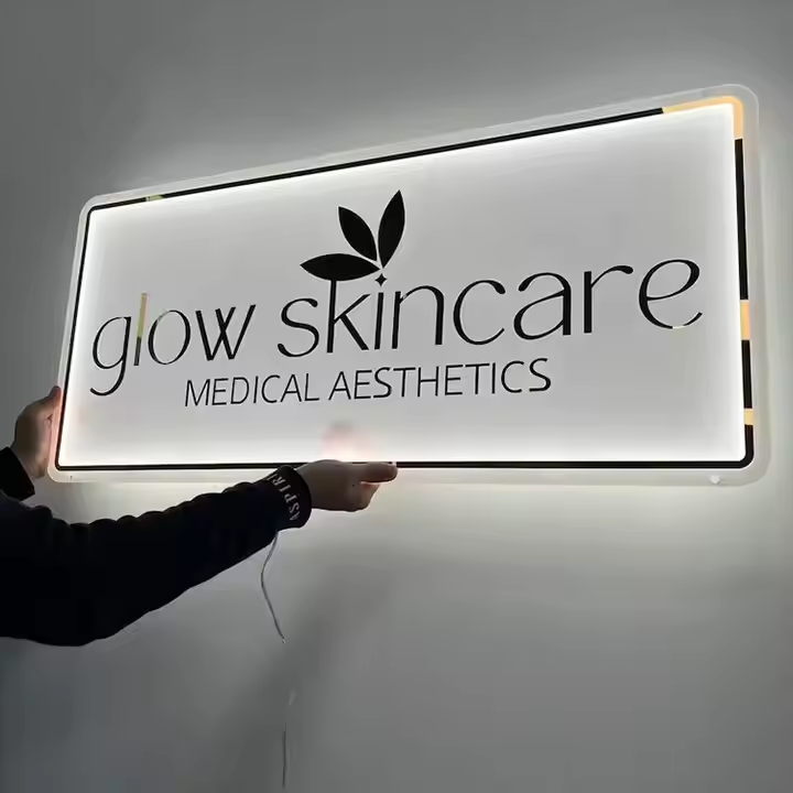 3D Rectangular Backlit Business Sign Wall, Custom LED logo Sign, Backlit Logo Sign, Light Up Sign, Salon Backlit Sign, Office Wall Sign