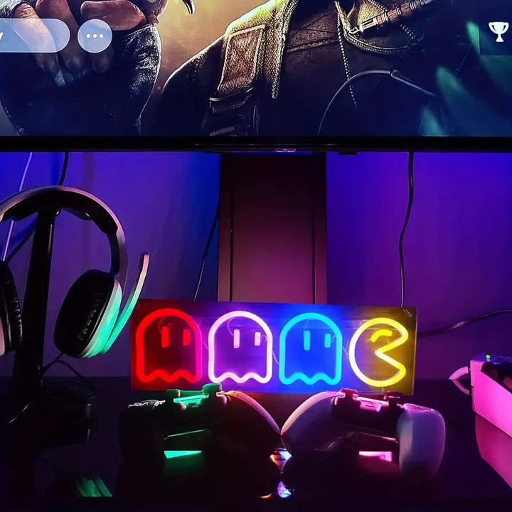 Pac-Man Neon Sign for Game Room Decor