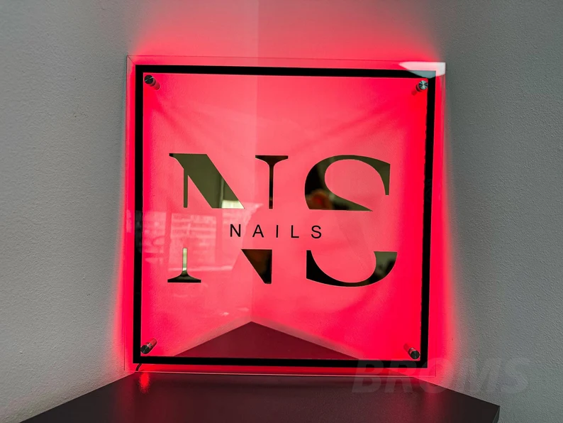 Custom 3D Square Business Logo Signage, Acrylic Backlit Signs, Neon Backlit Business Sign, Custom Acrylic Lighted Logo, Salon Backlit Wall Sign