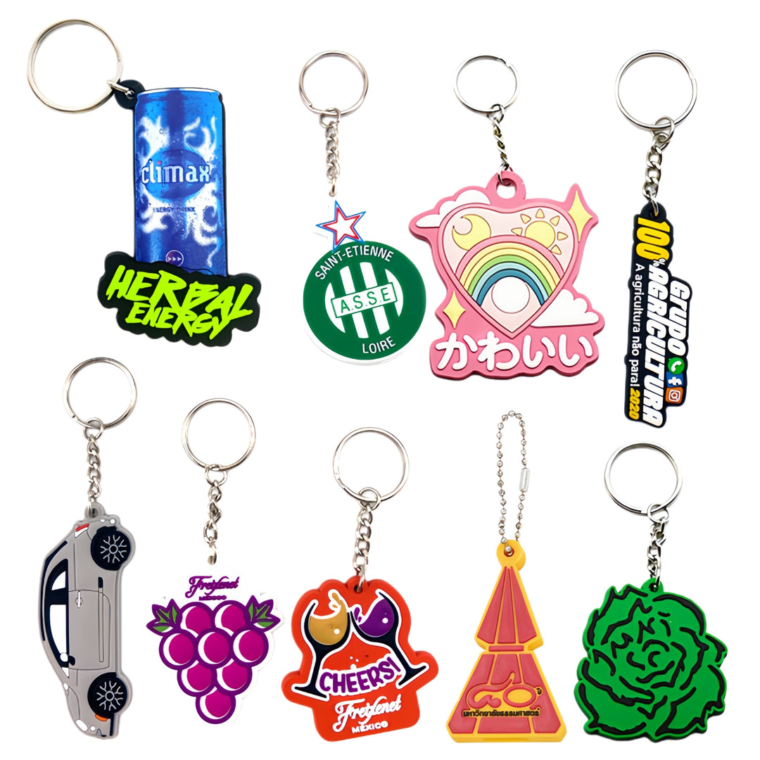 Custom 2D/3D Soft Pvc Silicone Die Cut Keyring Rubber, Personalized Keychains