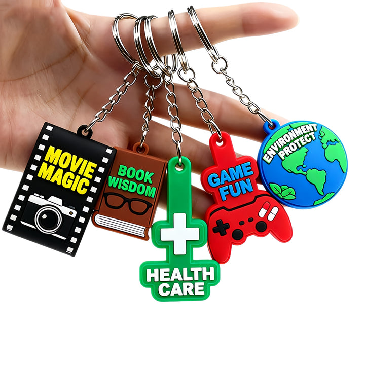 Custom 2D/3D Soft Pvc Silicone Die Cut Keyring Rubber, Personalized Keychains
