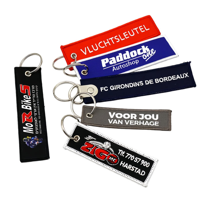 Custom Embroidered Key Tag, Personalized Fabric Keyring