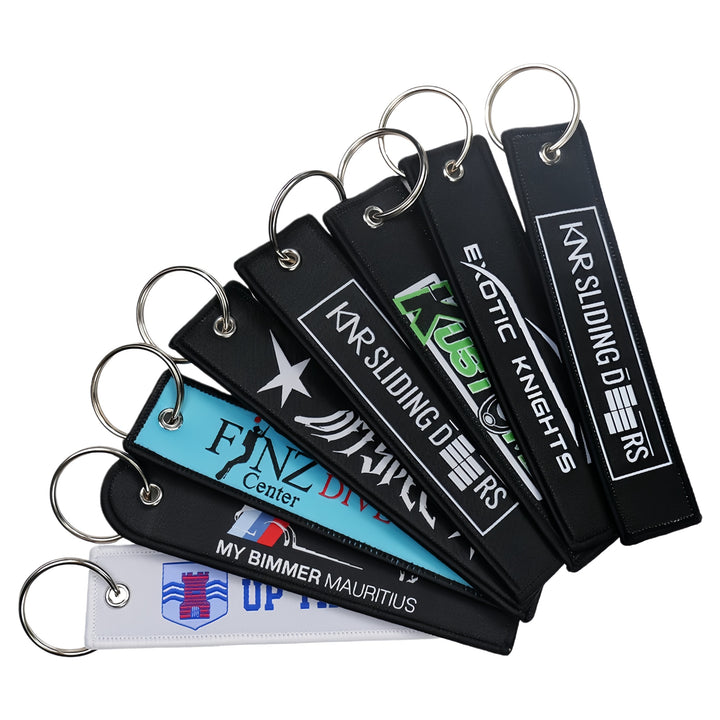 Custom Embroidered Key Tag, Personalized Fabric Keyring