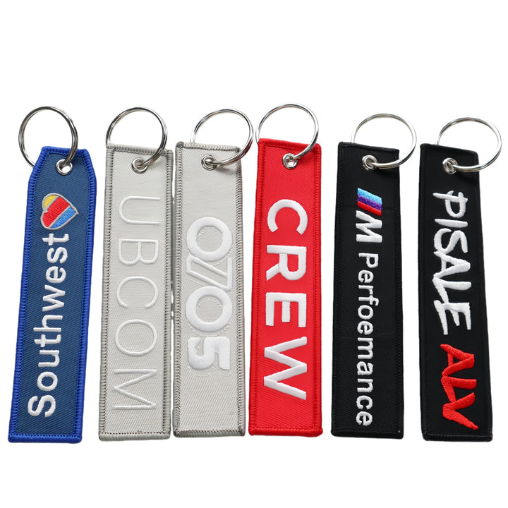 Custom Embroidered Key Tag, Personalized Fabric Keyring