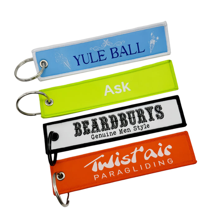Custom Embroidered Key Tag, Personalized Fabric Keyring