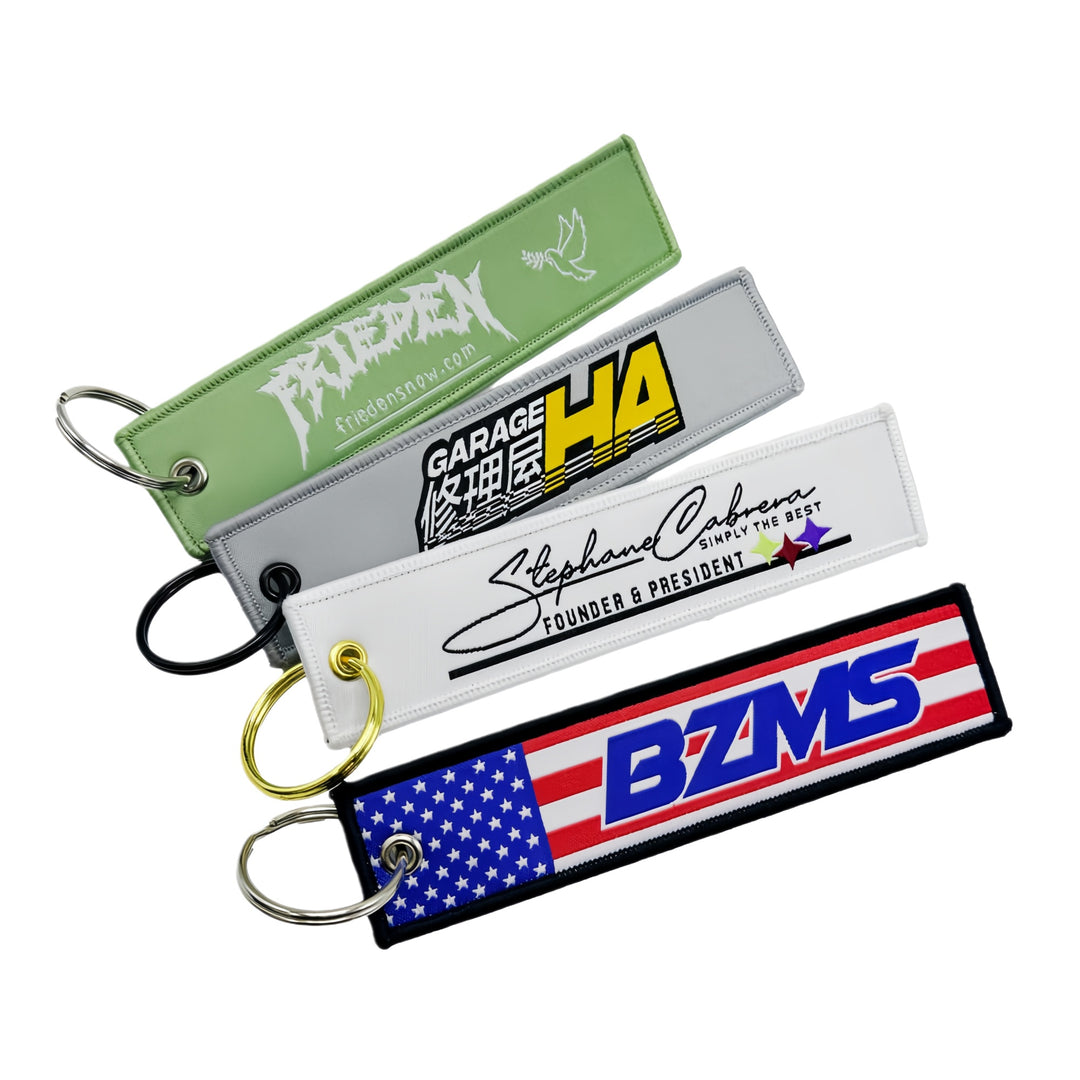 Custom Embroidered Key Tag, Personalized Fabric Keyring