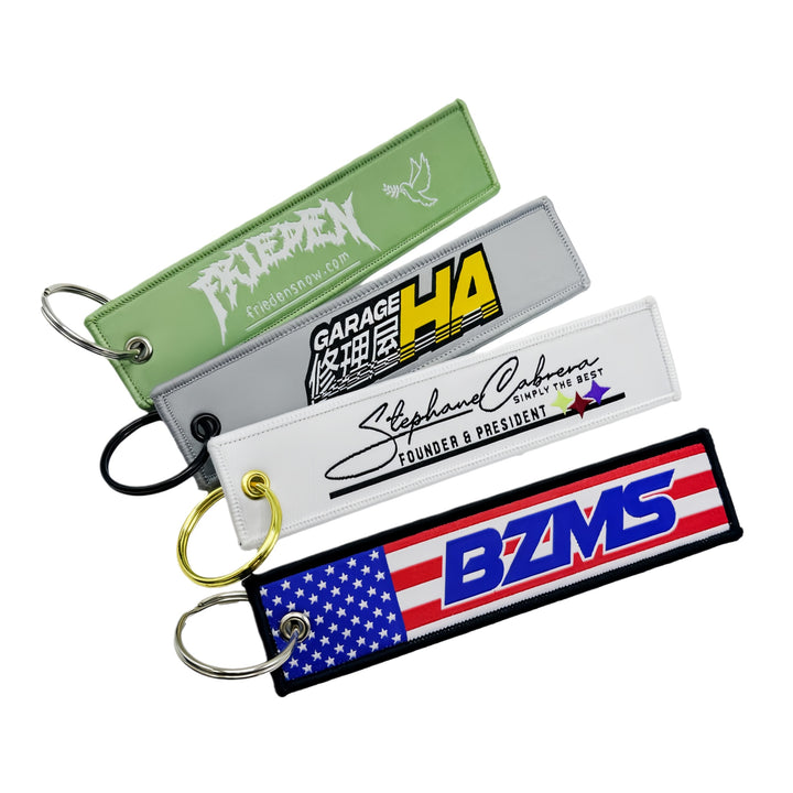 Custom Embroidered Key Tag, Personalized Fabric Keyring