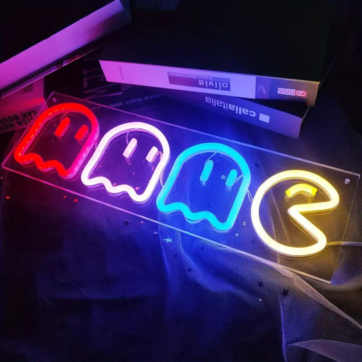 Pac-Man Neon Sign for Game Room Decor