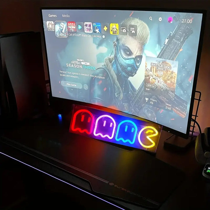 Pac-Man Neon Sign for Game Room Decor